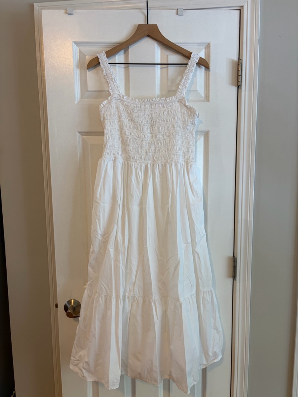 GAP White Smocked Midi Dress